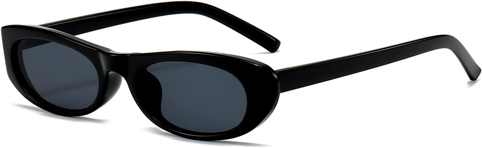 EYLRIM Trend Narrow Cat Eye Sunglasses for Women Fashion Small Oval Sun Glasses Black Shades | Amazon (US)