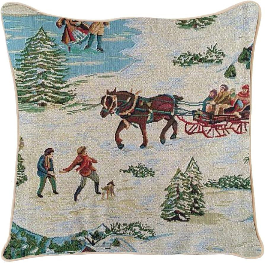 Signare Tapestry Xmas Double Sided Square Throw Pillow Cover 18" x 18"/ 45cm x 45cm (No Padding) ... | Amazon (US)
