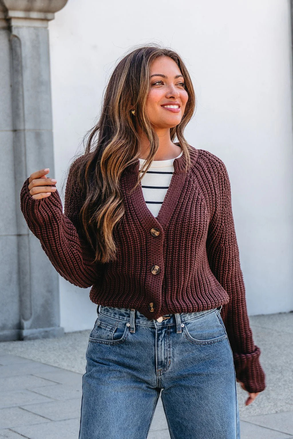 Chunky Brown Button Down Cardigan | Magnolia Boutique