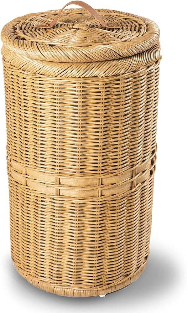 The Basket Lady Tall Wicker Trash Basket with Metal Liner, 15.5 in Dia x 25.5 in H, Sandstone | Amazon (US)