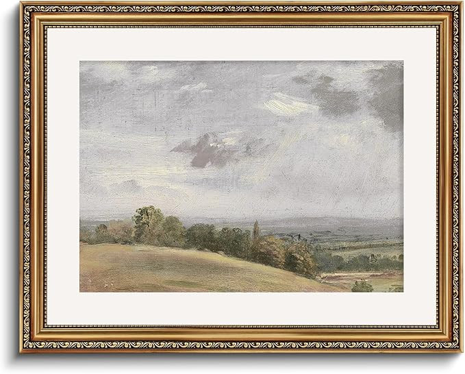 InSimSea Retro Gold Framed Wall Art, Home Room Rolling Hills Vintage Wall Decor, Canvas Print Art... | Amazon (US)