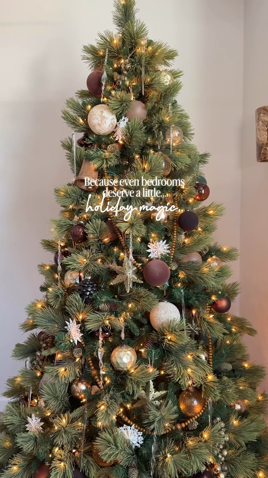 #ad National Tree Company Carolina Pine tree and garland. The most beautiful soft warm glow in our primary for the holidays. Christmas bedroom. Holiday room. Christmas tree. Christmas garland  @nationaltreecompany

#LTKHome #LTKSeasonal #LTKHoliday