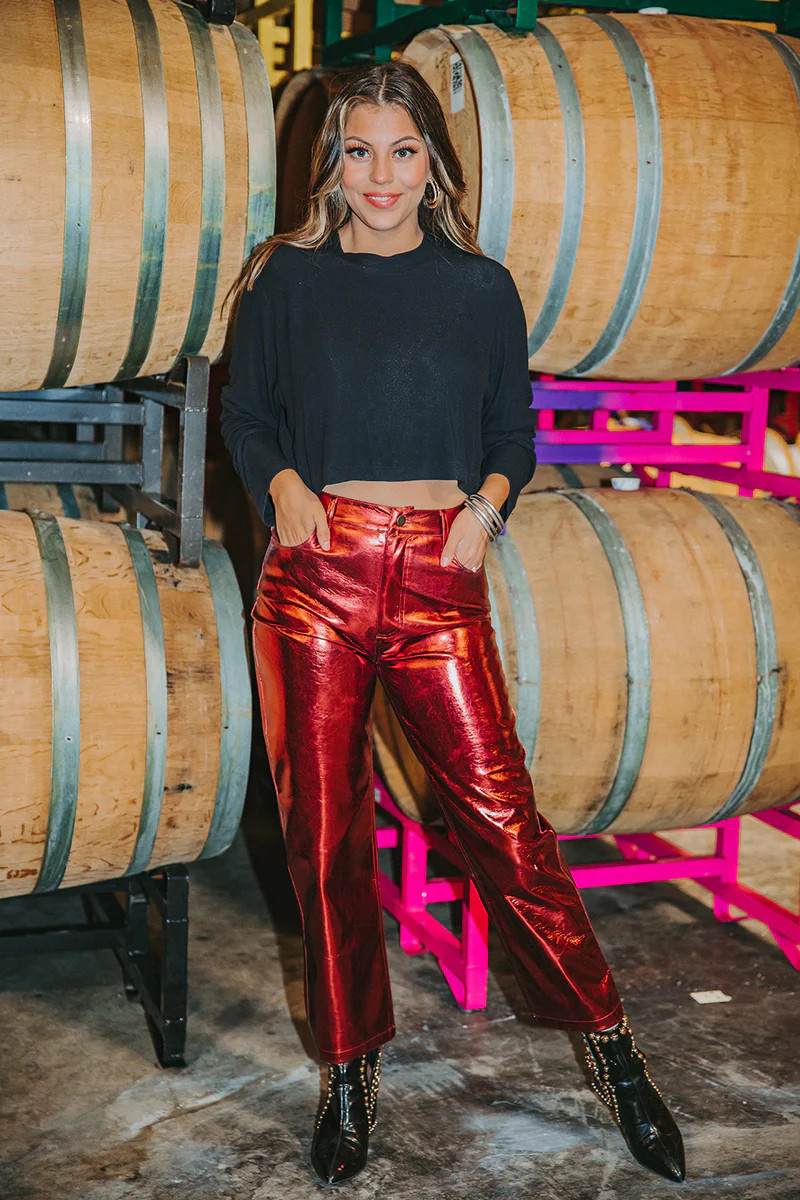 BuddyLove | Travolta High-Rise Metallic Pants | Bronze | BuddyLove