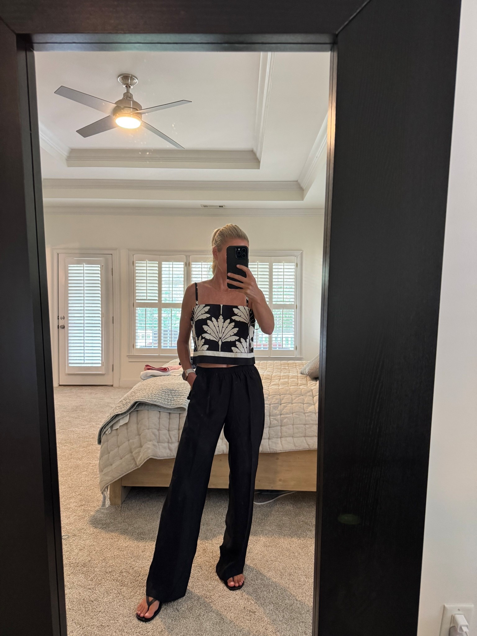 Linen top , satin pants , light weight pants , summer outfit , Vacation outfit , thong sandals , black sandals , 

#LTKOver40 #LTKTravel #LTKSummerEdit
