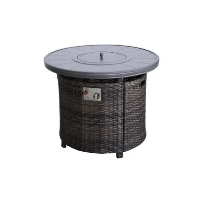 32" W X 25" H Aluminum Propane Fireplace Table, , Stainless Steel Burner, 55,000 Output, Flame Height Adjustment Fire Pit Aluminum, Exterior, Stable S | Wayfair North America