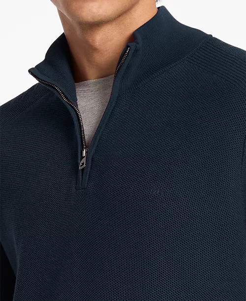 Men's Mouline Texture Quarter-Zip Sweater | Macy's