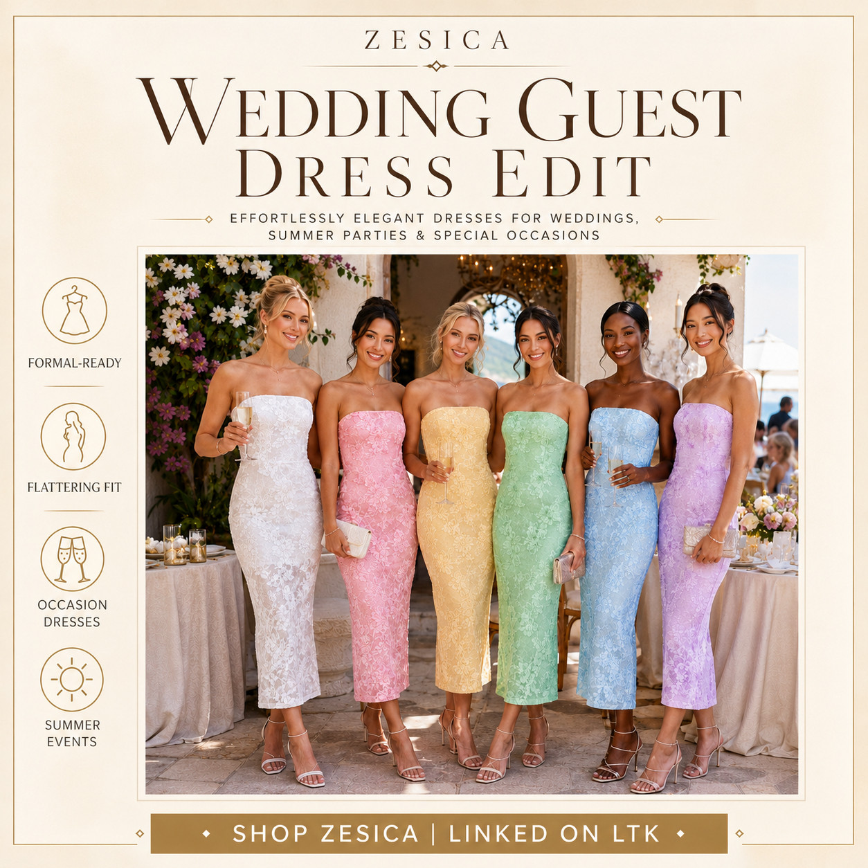 ZESICA Summer Chic | Strapless Floral Bodycon Midi Dresses

Soft pastel midi dresses that make wedding guest outfits feel elegant, flattering, and instantly occasion-ready 🤍

These ZESICA floral mesh midi dresses are such pretty Amazon fashion finds if you want an event dress that feels feminine, polished, and easy to style for weddings, parties, and special occasions.

The strapless neckline, body-skimming midi fit, floral mesh detail, and soft pastel colors make this edit feel romantic without looking overdone.

What I love about these is that they give that “pretty, elegant, and confident” wedding guest energy without needing a complicated outfit!!

They’re perfect for summer weddings, bridal showers, baby showers, garden parties, cocktail events, vacation celebrations, date nights, and any RSVP where you want to look dressed up but still feel comfortable.

The pastel color options make these feel so fresh for spring and summer — white, pink, yellow, mint, blue, and lavender all give that soft, feminine event-dress look.

Pair them with strappy heels, a clutch, gold jewelry, pearl details, soft curls, or a sleek bun for an easy special-occasion outfit that feels expensive.

I did the digging for you — if you want a wedding guest dress that feels flattering, feminine, photo-ready, and actually worth wearing again, these ZESICA midi dresses are the ones I’d check before sizes and colors start moving. 

They have that “this is the dress people ask about” energy.

📌 SAVE this for wedding guest outfits, bridal showers, and summer special occasion dress ideas.

↓ Everything is linked!

#LTKActive #LTKSaleAlert #LTKTravel