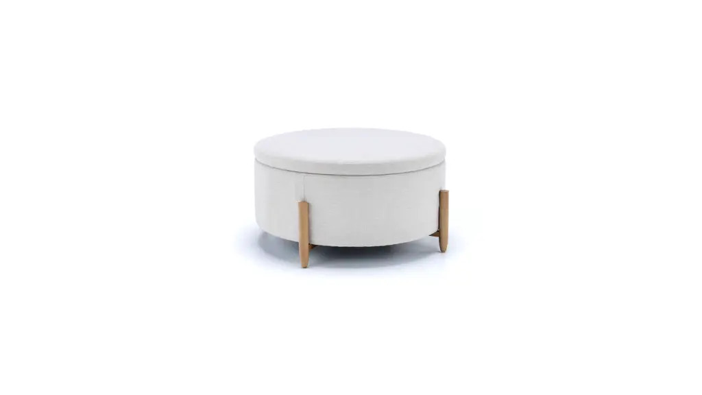 Better Homes & Gardens Springwood Round Storage Ottoman, Cream | Walmart (US)