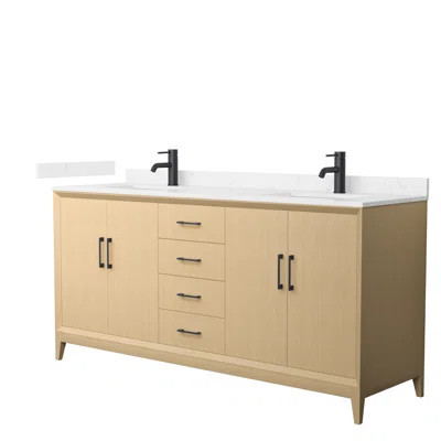 Janna 72" Freestanding Double Bathroom Vanity with Cultured Marble Top | Wayfair North America