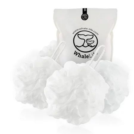 Bath Loofah Sponge Shower Pouf Mesh Puff Shower Ball for Men and Women (White 4Pack 60g/Pcs), Body S | Walmart (US)