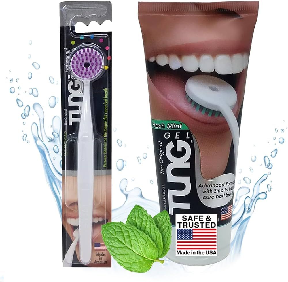 Tung Tongue Brush & Gel Kit | Tongue Cleaner for Adults | Tongue Scraper to Fight Bad Breath and ... | Amazon (US)