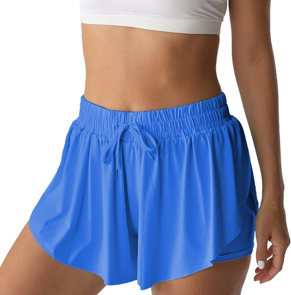 Flowy Athletic Shorts for Women Running Tennis Butterfly Shorts Girls 2-in-1 Double Layer Quick-D... | Amazon (US)