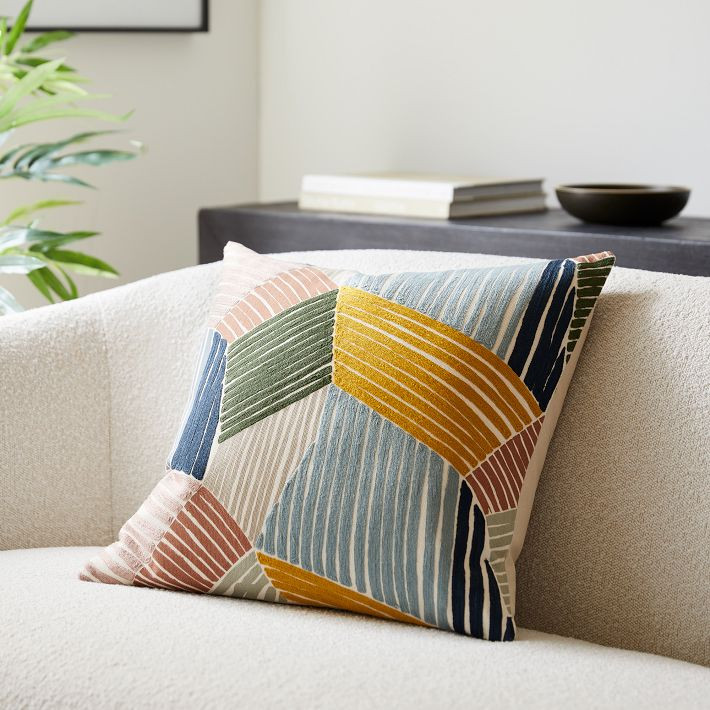 Crewel Curving Lines Pillow Cover | West Elm (US)