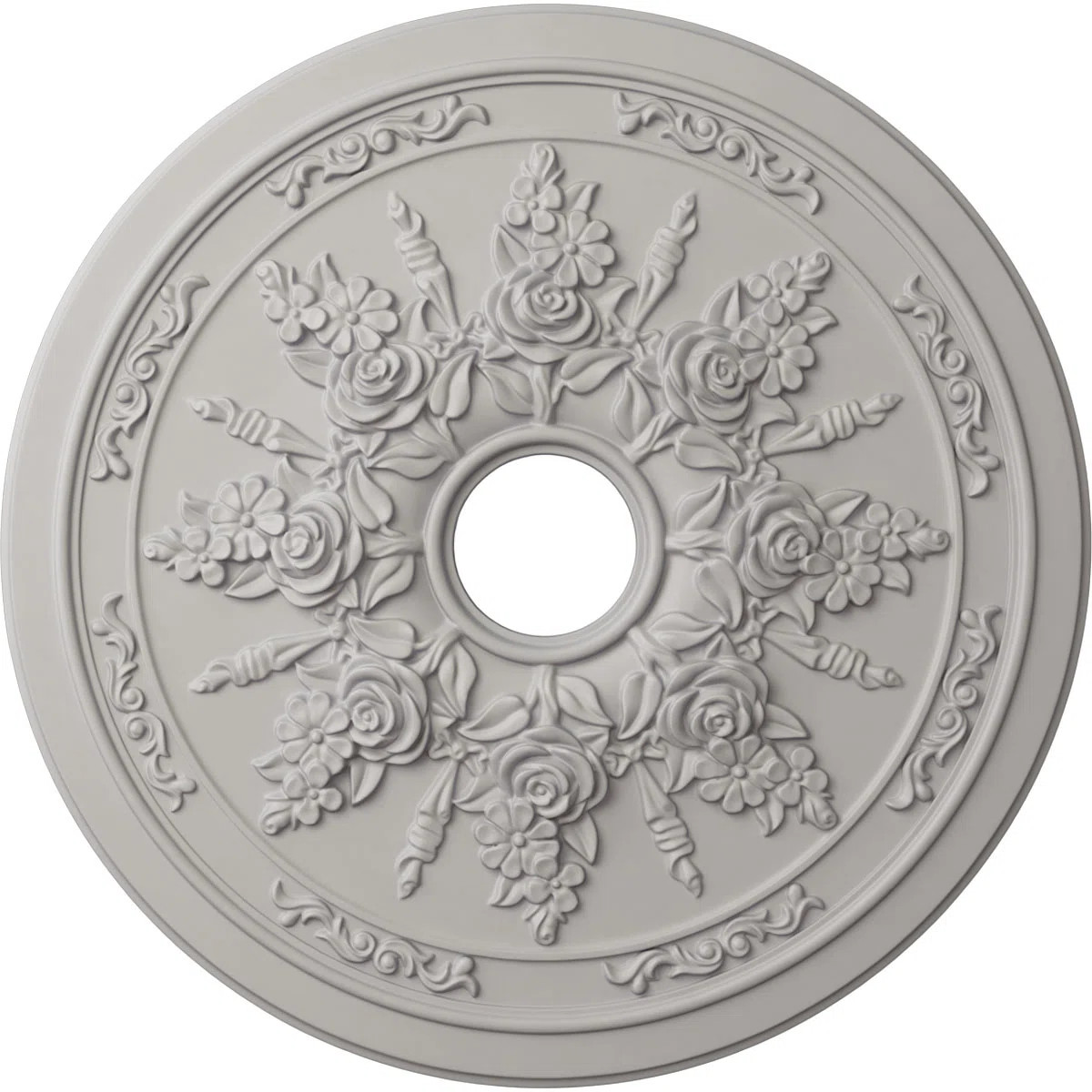 CM23ROUWF Rose and Ribbon Ceiling Medallion | Wayfair North America