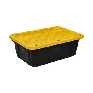 14 Gal. Tough Storage Tote in. Black with Yellow Lid | The Home Depot