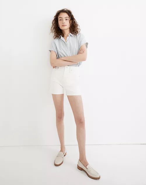 High-Rise Denim Shorts in Tile White | Madewell
