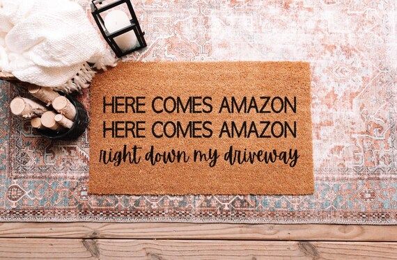 Here Comes Amazon Doormat, Christmas Doormat, Funny Doormat, Christmas Welcome Mat, Merry Christm... | Etsy (US)