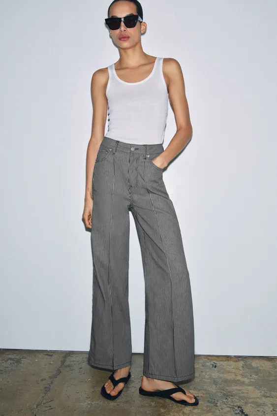 ZW COLLECTION WIDE-LEG HIGH-WAIST JEANS | Zara UK