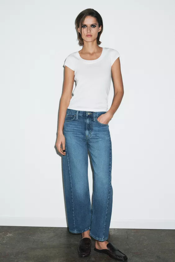 ZW COLLECTION MID-RISE ANKLE RELAXED JEANS | Zara US