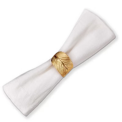 tag Leaf Napkin Ring Set - Brass Gold Aluminum Napkin Rings for Thanksgiving - Wipe Clean - 2" L x 2" W x 1.5" H | Target