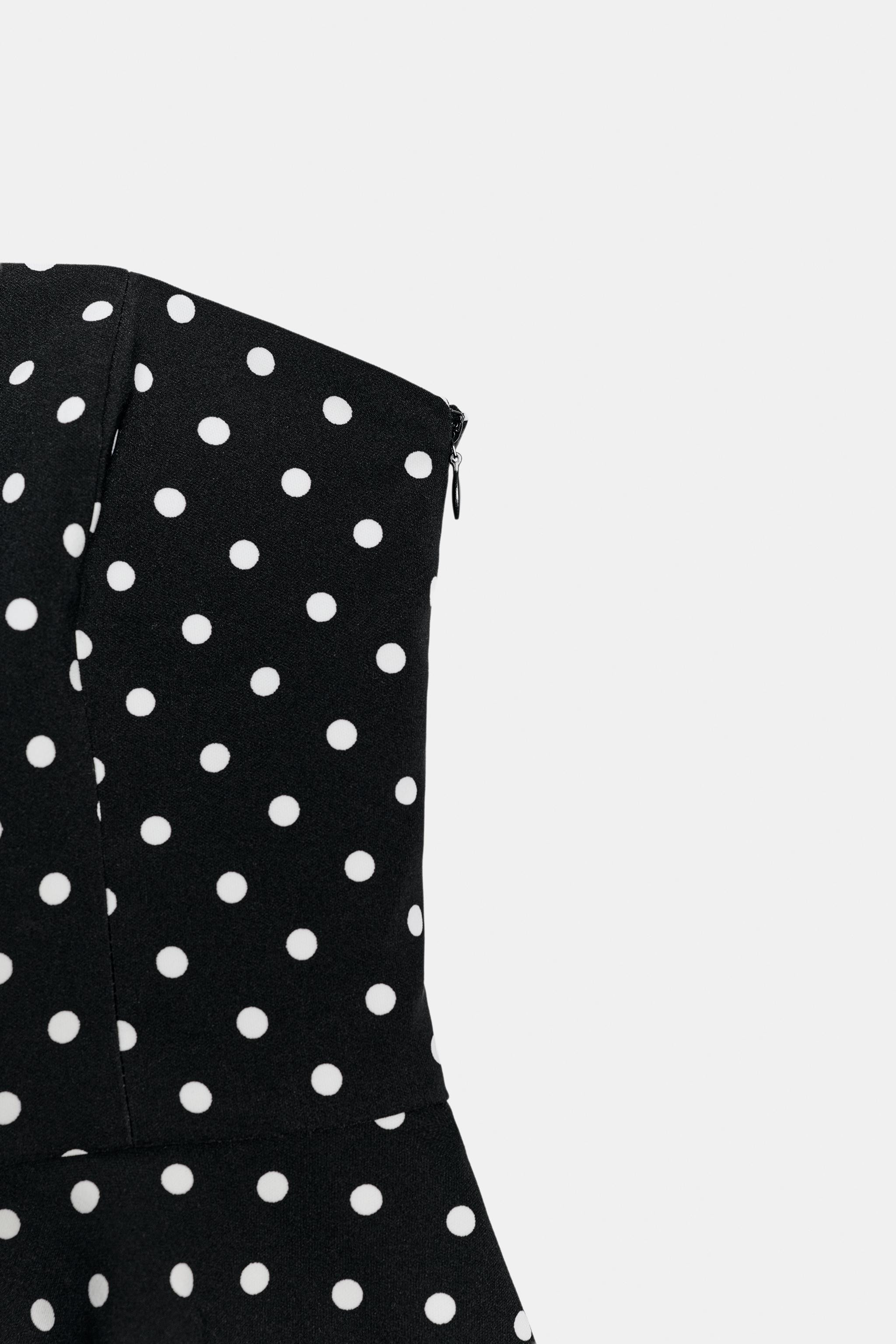 POLKA DOT STRAPLESS PEPLUM TOP | Zara Canada