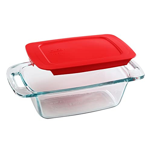 Pyrex Easy Grab 1.5-Qt Glass Loaf Dish with Lid, Tempered Glass Baking Pan with Large Handles, Non-Toxic, BPA-Free Lid, Bread Pan, Dishwasher, Fridge, Freezer, Oven and Microwave Safe Loaf Pan | Amazon (US)