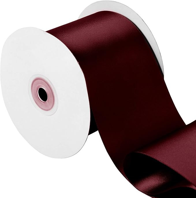 LaRibbons 3 inch Wide Double Face Satin Ribbon - 25 Yard (277 Burgundy) | Amazon (US)