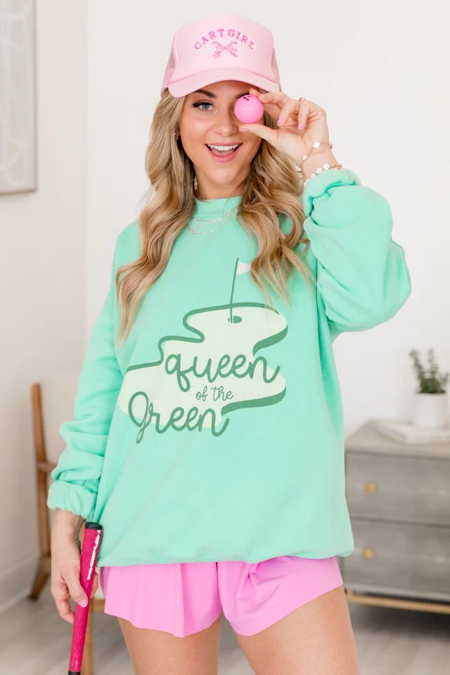 Queen Of The Green Lime Oversized Graphic Sweatshirt | Pink Lily