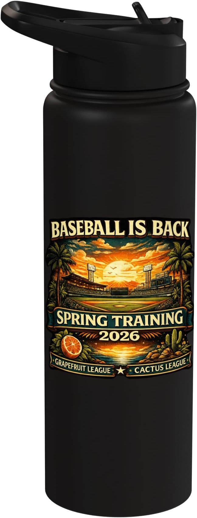 Spring Training Baseball Is Back 2026 Retro Stadium Sunset Stainless Steel Insulated Water Bottle | Amazon (US)