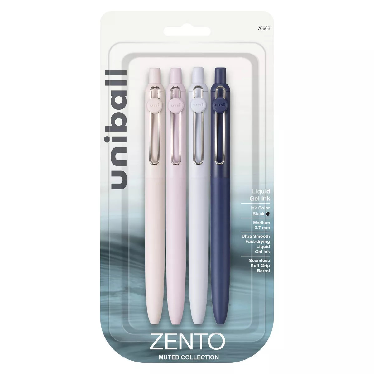 Zento uniball 4pk Gel Pen 0.7mm Medium Point Black Ink Muted Cool Barrel | Target