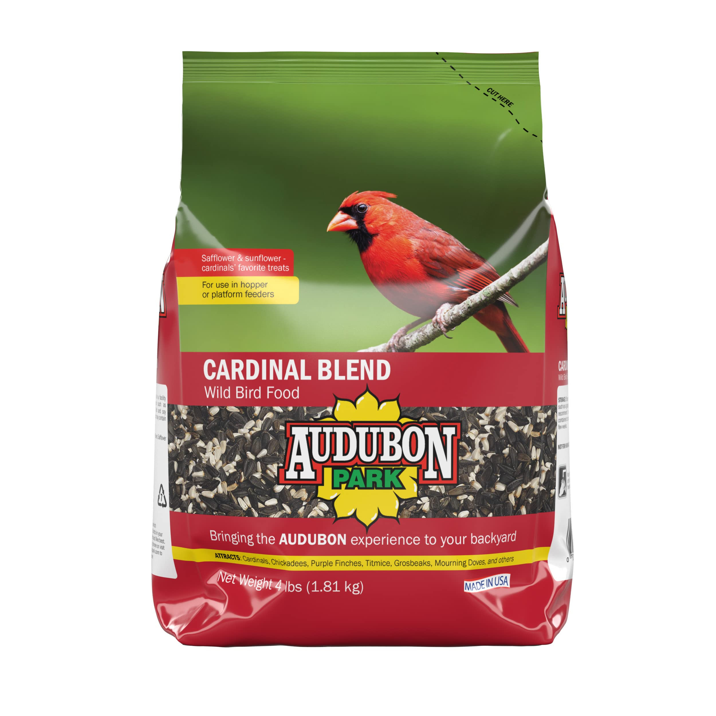 Audubon Park Cardinal Blend Wild Bird Food, Cardinal Bird Seed for Outside Feeders, 4-Pound Bag | Amazon (US)