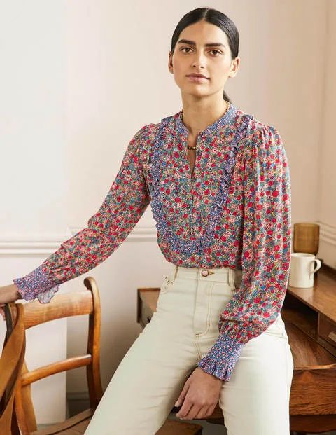 Frilly Printed Popover Blouse | Boden (US)