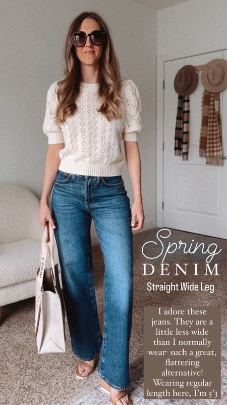 Loving these jeans for spring. They are wide leg with more of a straight leg look. Super flattering, and looks great with dressier tops. 

#LTKstyletip #LTKSeasonal #LTKworkwear