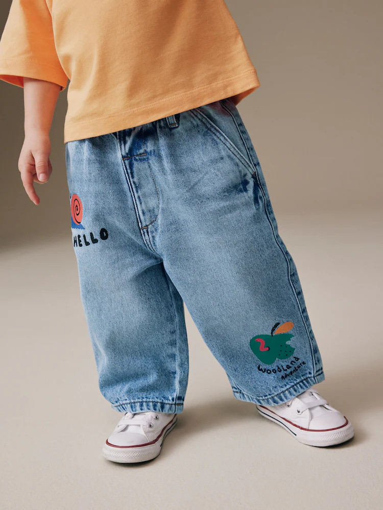 Mid Blue Woodland Character Wide Fit Jeans (3mths-7yrs) | Next US