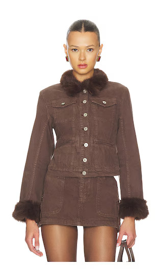 Ares Faux Fur Jacket in Chocolate | Revolve Clothing (Global)