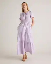 100% Organic Cotton Poplin Tiered Maxi Dress | Quince