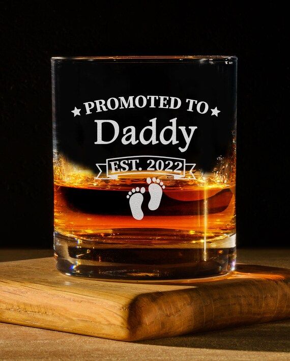New Dad Gift  Promoted to Daddy Est 2022  Whiskey Glass  | Etsy | Etsy (US)