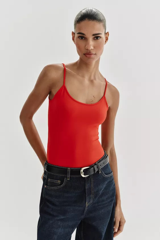 FINE STRAP POLYAMIDE T-SHIRT | Zara US