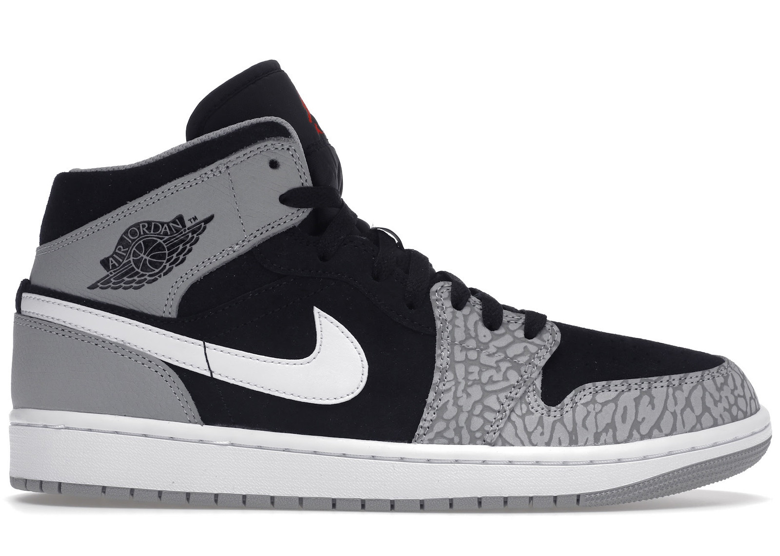 Men's Jordan 1 Mid SE Elephant Print Sneakers in Black/White/Light Smoke Gray | StockX