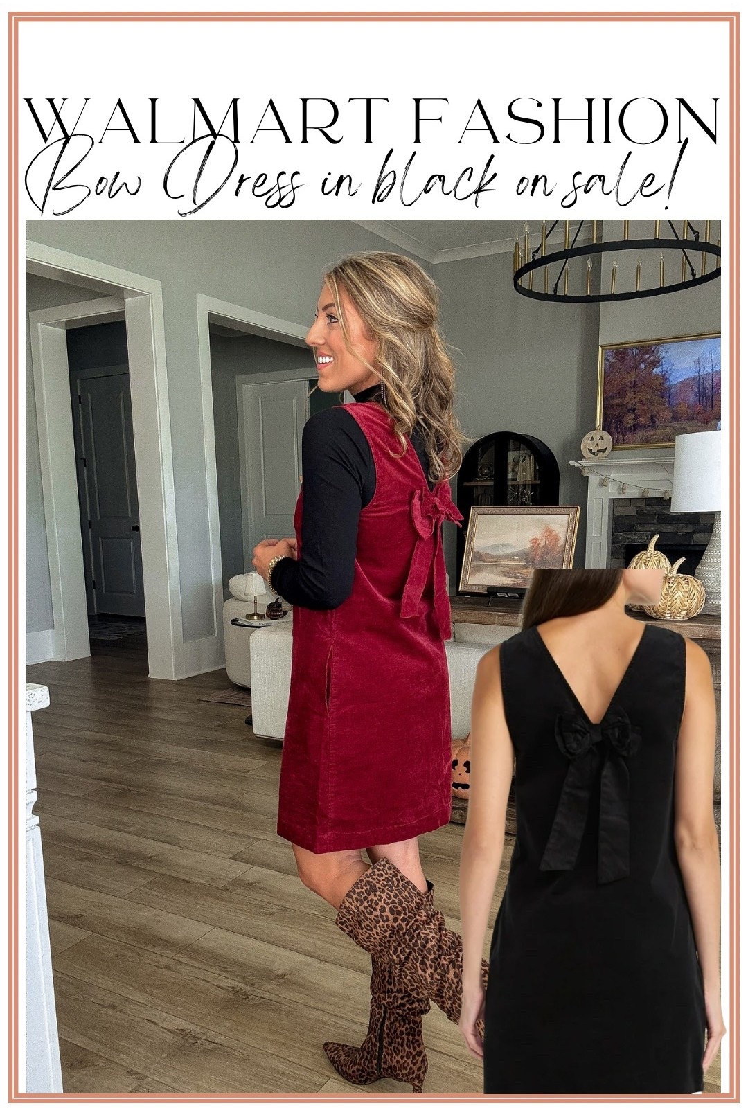 Walmart fashion new arrival you need 🎀✨ The bow-back dress is now on SALE in black and it’s seriously one of the cutest holiday-ready pieces I own. Feminine, comfy, and so easy to style with layering tops, tights, or tall boots. Perfect for Thanksgiving, Christmas parties, date nights, or family photos.

The bow detail in the back is beautiful, the fit is true to size, and the black color is so classic and chic. If you loved the red… the black is even better for dressing up! 🖤

Linking it in LTK along with my favorite layering top + boots!

#WalmartFashion #WalmartFinds #HolidayOutfitIdeas #BowDress #BlackDress #AffordableFashion #LTKHoliday #LTKSeasonal #WinterStyle #HolidayStyle #WalmartOutfits #FestiveFashion