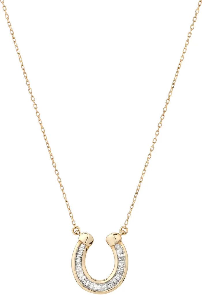 Baguette Diamond Horseshoe Pendant Necklace | Nordstrom