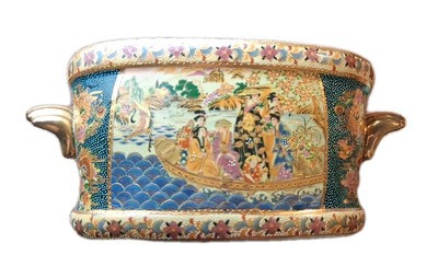 Vintage Japanese Royal Satsuma Oval Planter With Handles Gold Gilt Hand Painted | eBay US