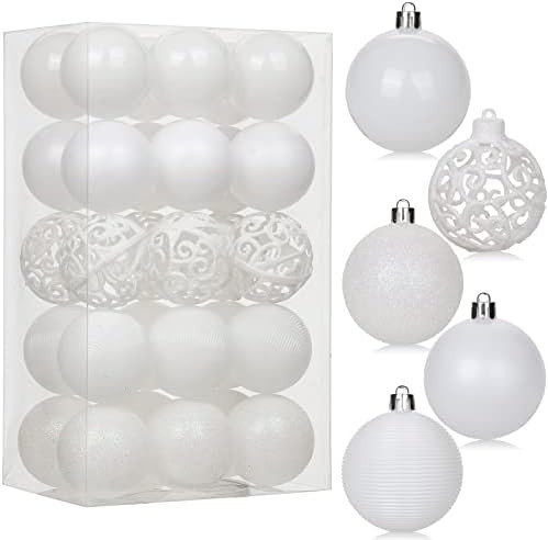 30PCS 2.36" Christmas Ball Ornaments Shatterproof Pearl White Christmas Tree Decorations Xmas Tree B | Amazon (US)
