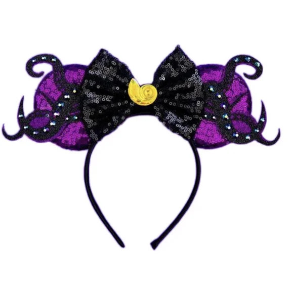 Ursula Minnie Ears Purple Mickey Sequin Halloween Ears Orange Mickey Ears | Walmart (US)