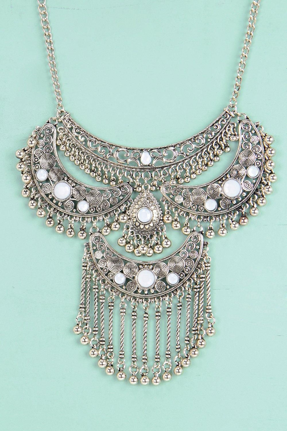 boohoo Layla Stone Statement Plate Necklace - gold | Boohoo.com (US & CA)