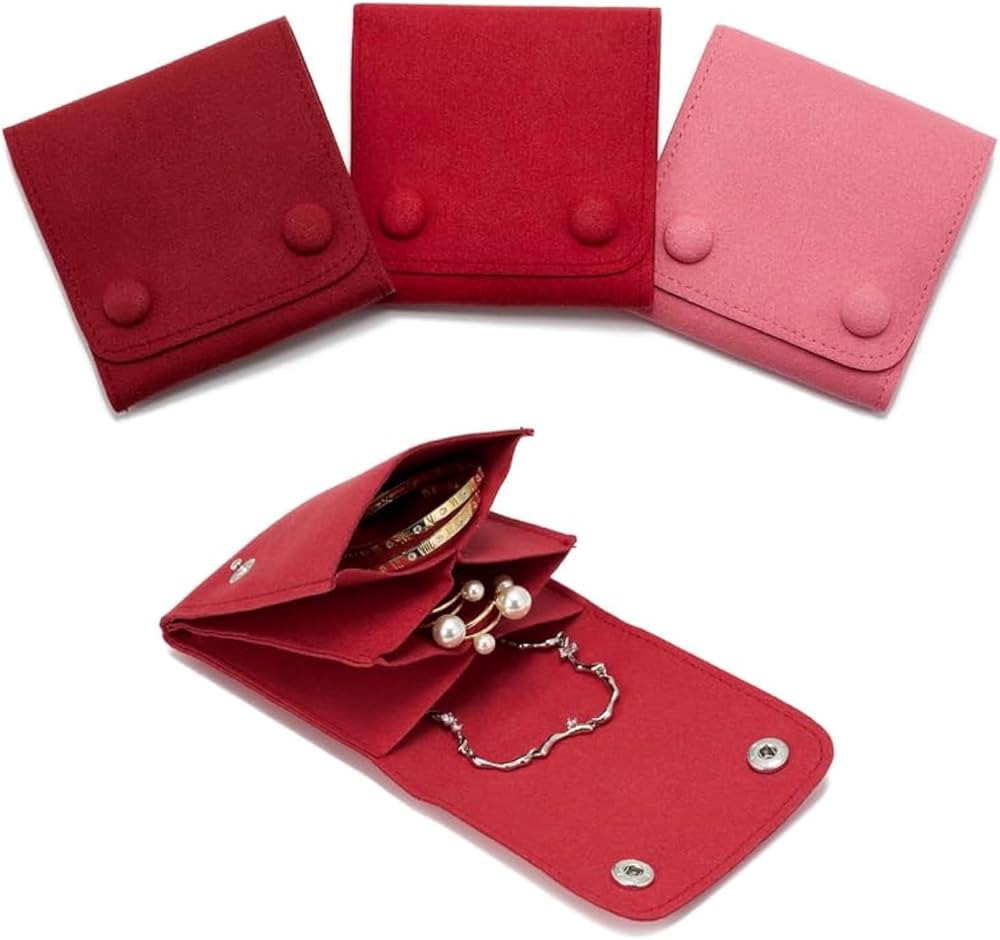 Small Jewelry Bags 3 Pcs Microfiber Jewerly Rolls Small Bags for Jewelry Gift Bags Jewelry Organi... | Amazon (US)