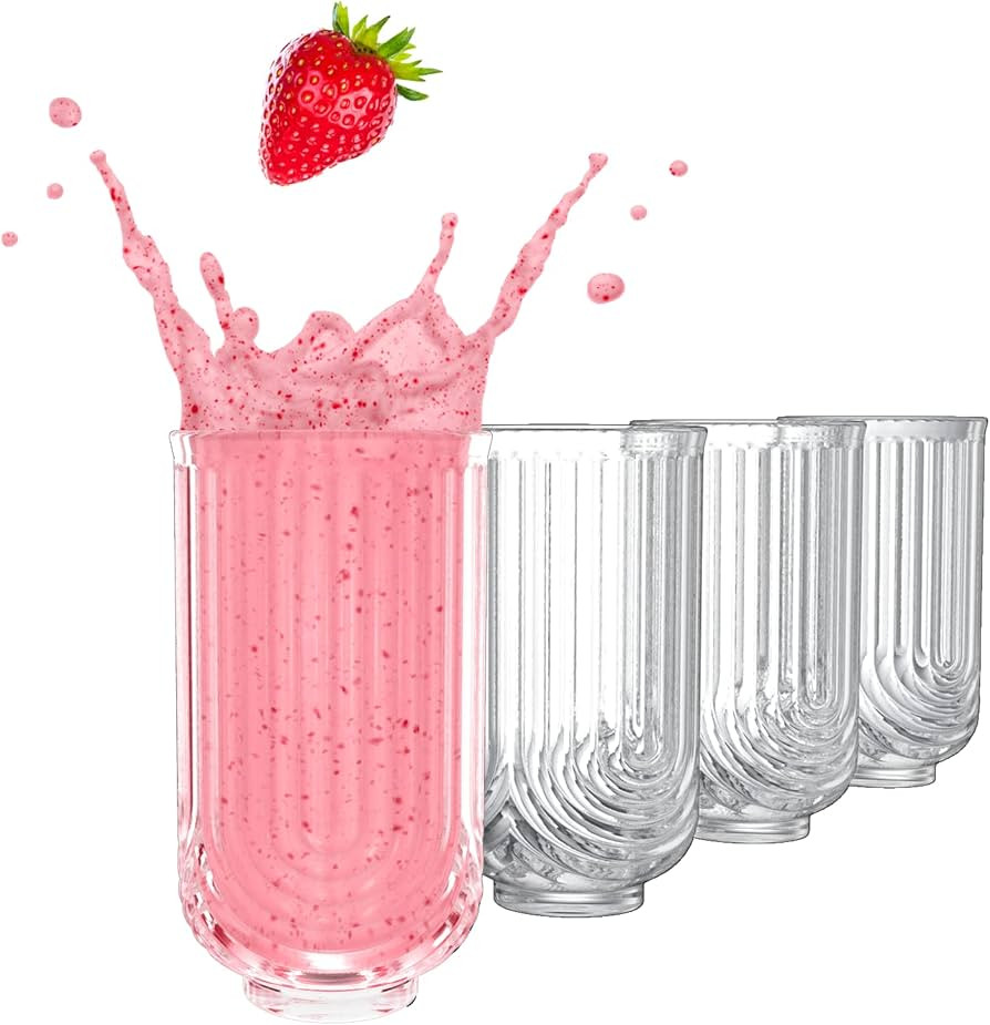 Greenline Goods Art Deco Cocktail Glasses (Set Of 4) Highball Ribbed Wave Glasses - 14oz Vintage ... | Amazon (US)