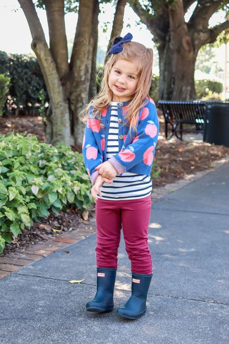 Toddler girl fall styles from Tea Collection - use code KERIB20 to save through 10/2/23.

Knit sweater / fall kids outfit / fall kids sweater / apple print / Moto leggings / hunter boots / mix and match basics 

#LTKSeasonal #LTKstyletip #LTKkids
