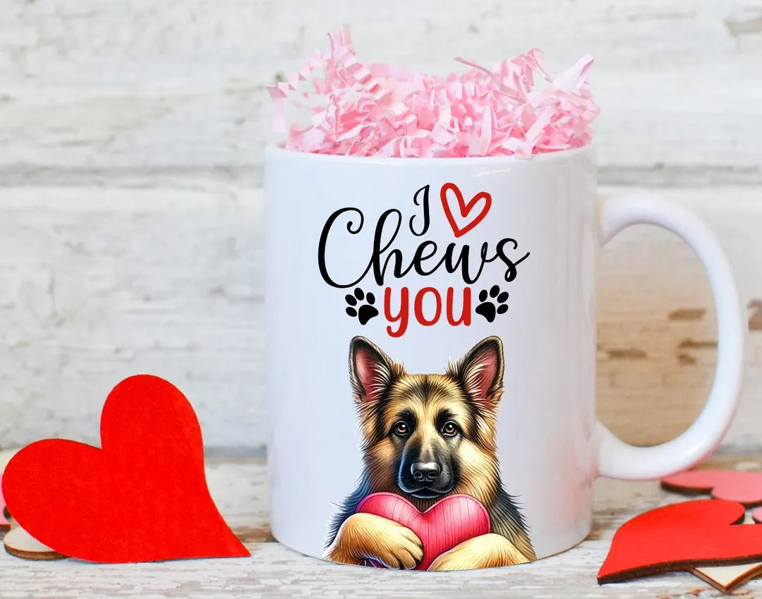 Valentines Day Ceramic Mug, German Shepherd Coffee Cup, 15oz or 11oz Funny Dog Lover Gift, Puppy ... | Etsy (US)