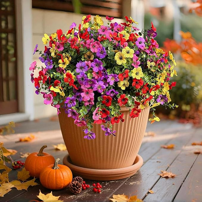 Artificial Flowers Outdoor UV Resistant Fake Plants, 12 Bundles Silk Daisy in Pots for Porch Pati... | Amazon (US)